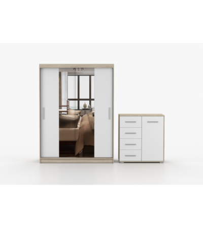 Ensemble armoire et commode Aenora Ilario avec miroir