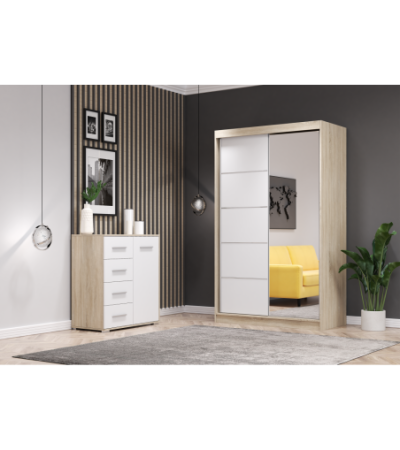 Ensemble armoire Syra et commode Ilario avec miroir