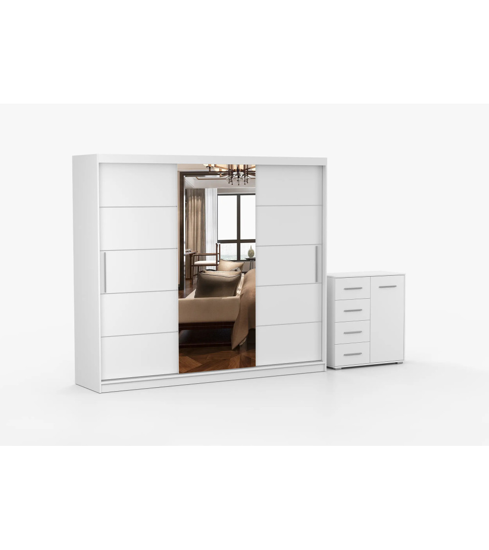 Ensemble armoire Theana et commode Ilario avec miroir