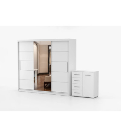 Ensemble armoire Theana et commode Ilario avec miroir