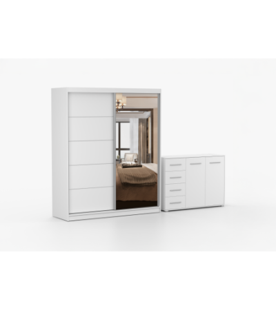 Ensemble armoire Ysalis et commode Ilario avec miroir