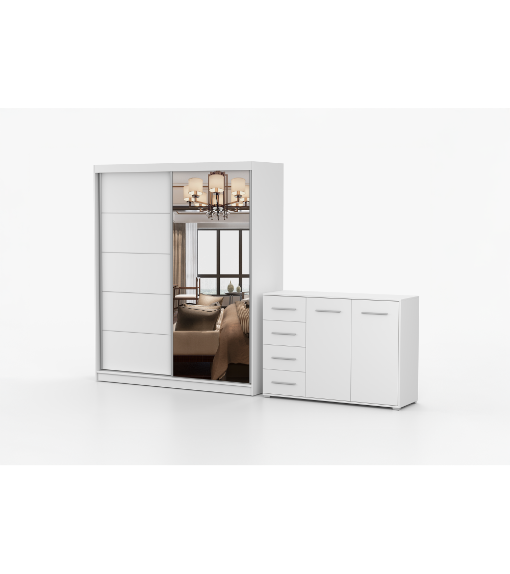 Ensemble armoire Ysalis et commode Ilario avec miroir