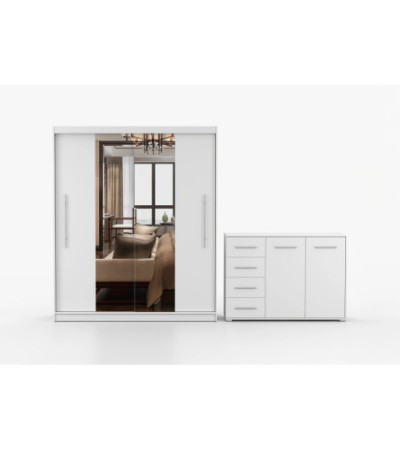 Ensemble armoire Eireen et commode Ilario avec miroir
