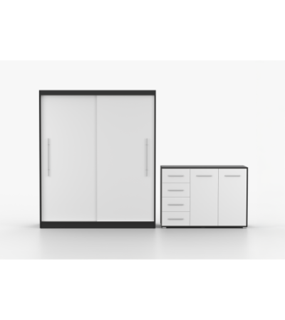 Ensemble armoire Miralys avec commode Ilario