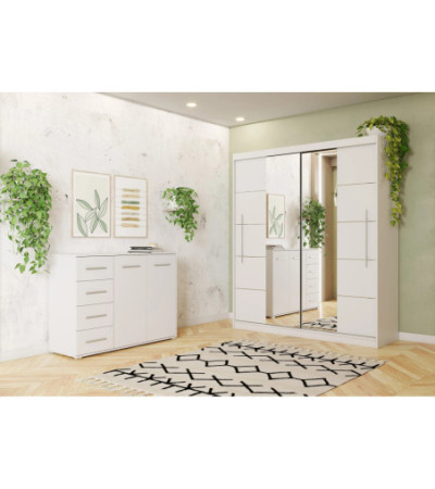 Ensemble armoire Orelia et commode Ilario avec miroir