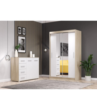 Ensemble armoire Danae et commode Ilario avec miroir