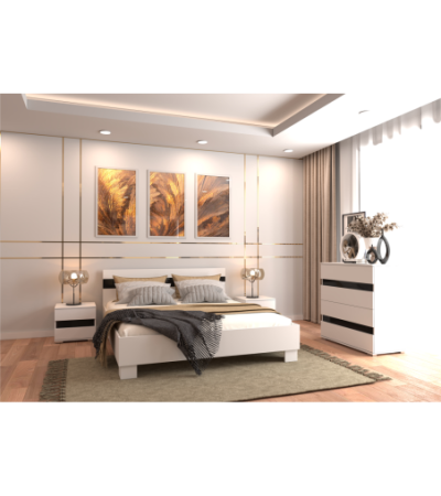 Lit Theon 160x200 Blanc -Noir