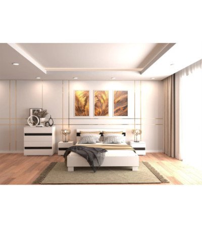 Lit Theon 160x200 Blanc -Noir