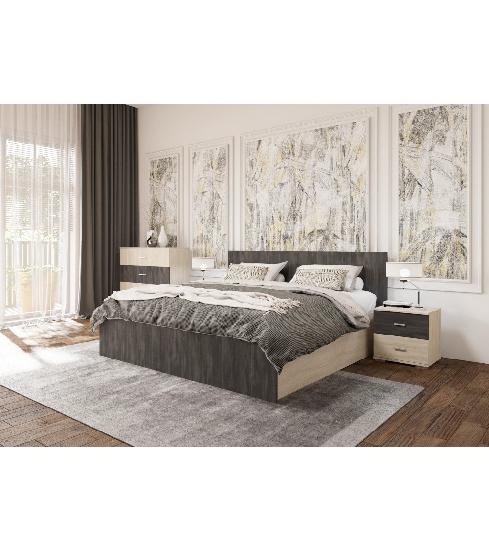 Lit 160x200 Oriane Chêne - Pin