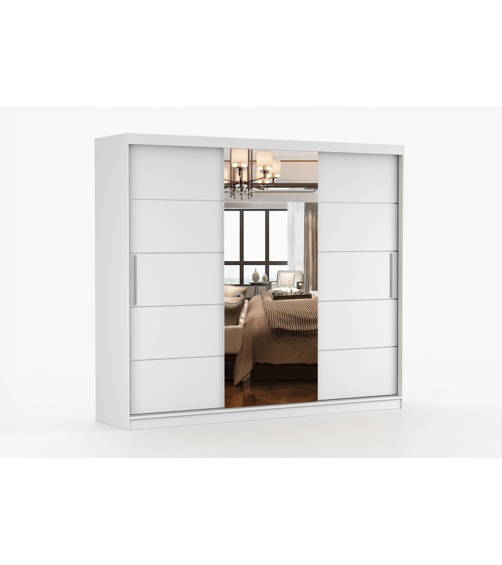 Armoire Olympe 233 cm Blanc avec miroir