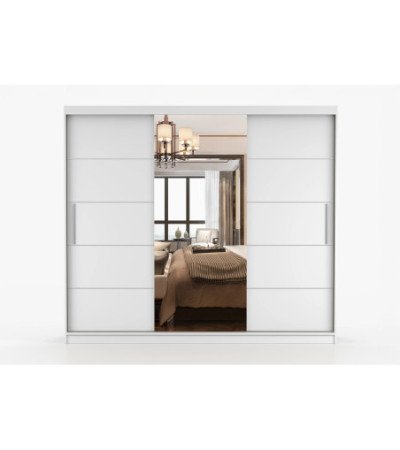 Armoire Olympe 233 cm Blanc avec miroir