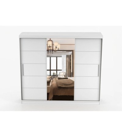 Armoire Olympe 233 cm Blanc avec miroir