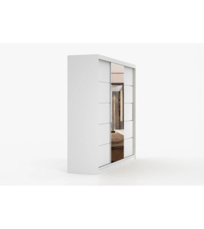 Armoire Olympe 233 cm Blanc avec miroir