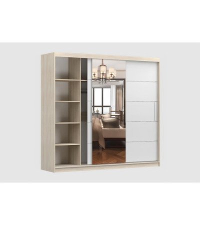 Armoire Olympe 233 cm Blanc avec miroir