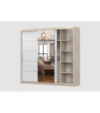 Armoire Olympe 233 cm Blanc avec miroir
