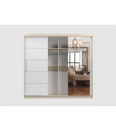 Armoire Olympe 233 cm Blanc avec miroir