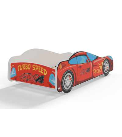 Lit enfant voiture rouge avec matelas et sommier inclus