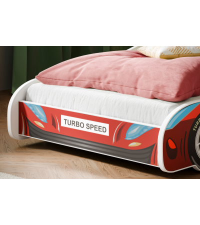 Lit enfant voiture rouge avec matelas et sommier inclus