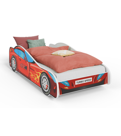 Lit enfant voiture rouge avec matelas et sommier inclus