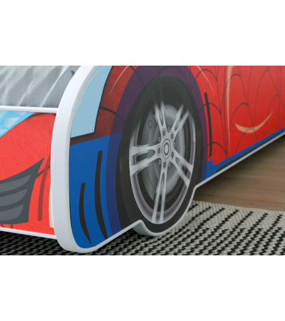 Lit enfant voiture spider man avec matelas et sommier inclus
