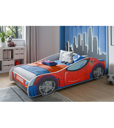 Lit enfant voiture spider man avec matelas et sommier inclus