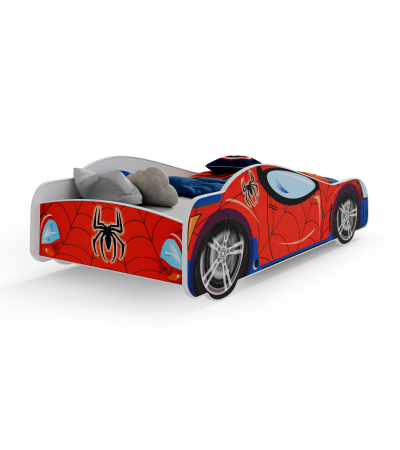Lit enfant voiture spider man avec matelas et sommier inclus