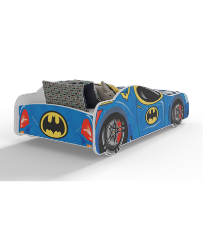 Lit enfant voiture de Batman Batcar, Batmobile -  bleu avec matelas et sommier inclus