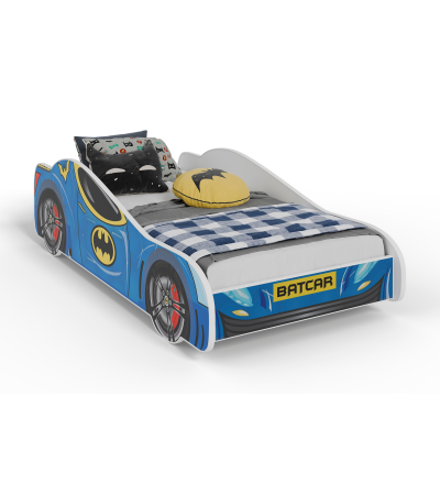 Lit enfant voiture de Batman Batcar, Batmobile -  bleu avec matelas et sommier inclus