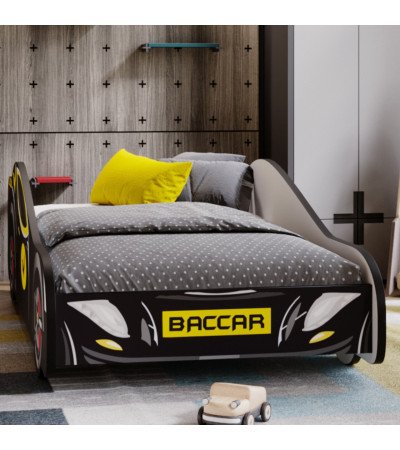 Lit Enfant Voiture Batman Noir – Design Batcar, Batmobile pour Petits Héros matelas et sommier inclus