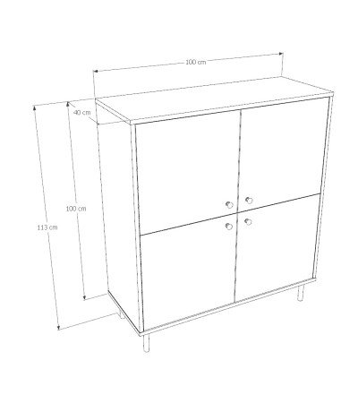 Commode 4 portes 113x100 cm - Verone