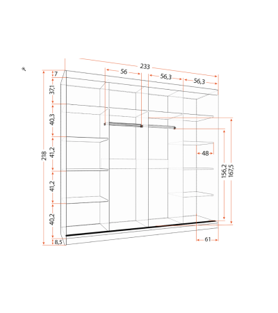 Armoire Olympe 233 cm Blanc avec miroir