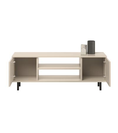 Meuble TV Aylana 155 cm blanc avec pieds noirs