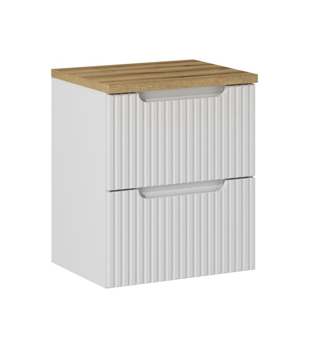 Ensemble meubles Alméa 2 tiroirs - Plan Chêne Coast Evoke - Blanc Mat