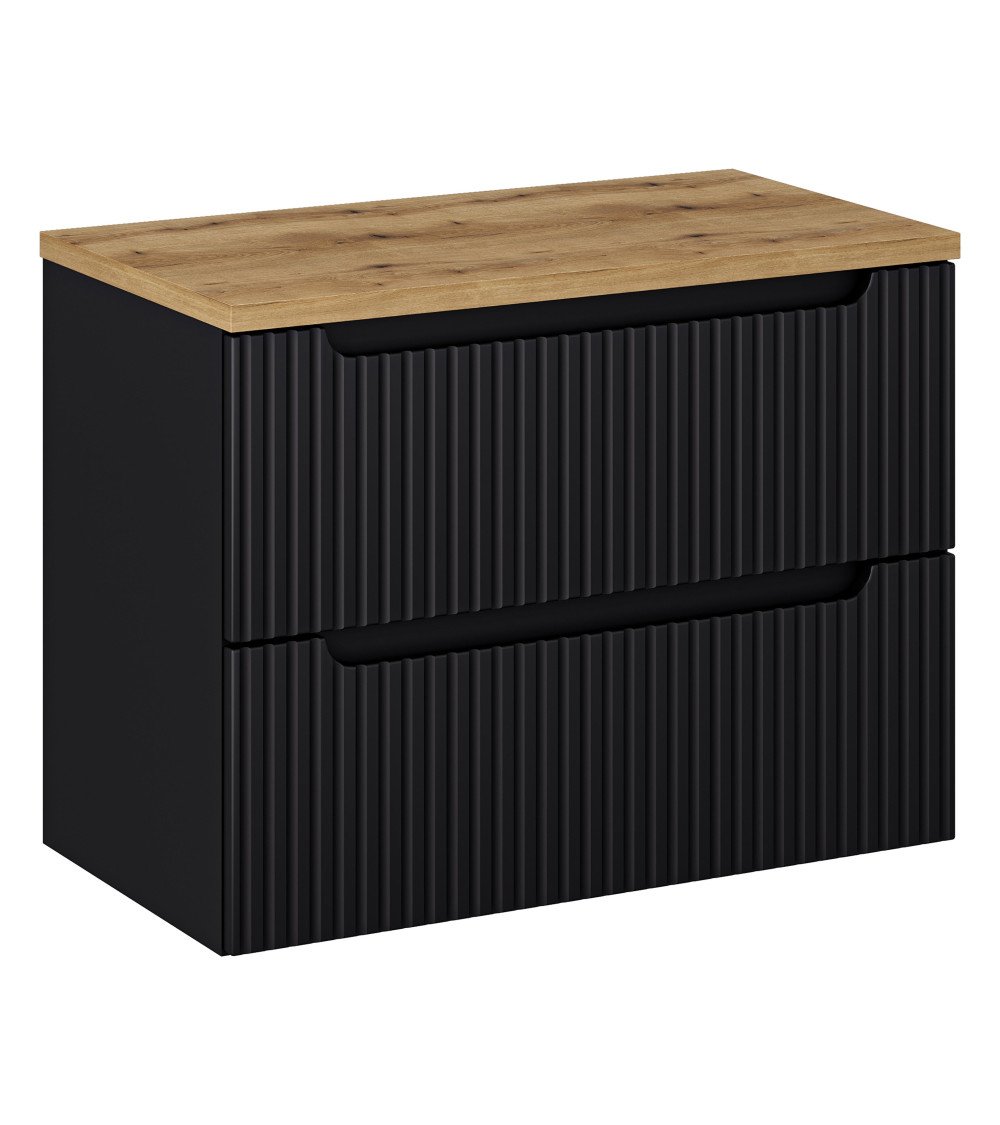Ensemble meubles Alméa 2 tiroirs - Plan Chêne Coast Evoke - Noir Mat