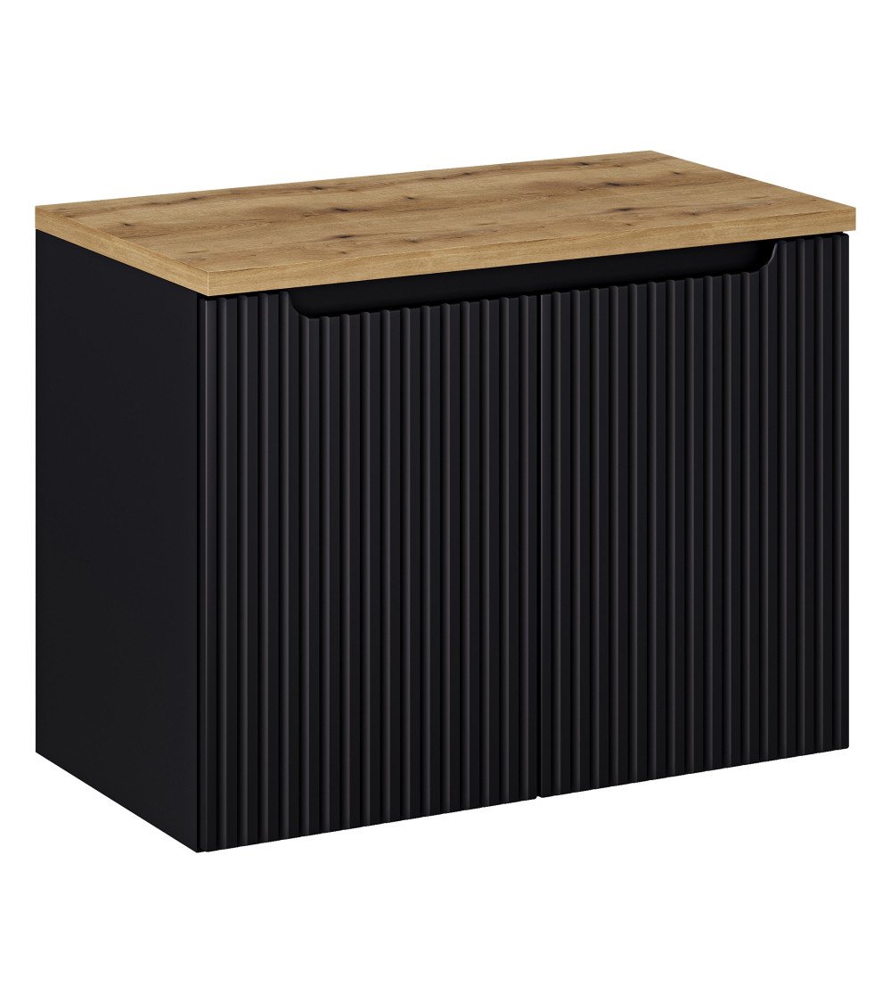 Ensemble meubles Alméa 2 portes - Plan Chêne Coast Evoke - Noir Mat