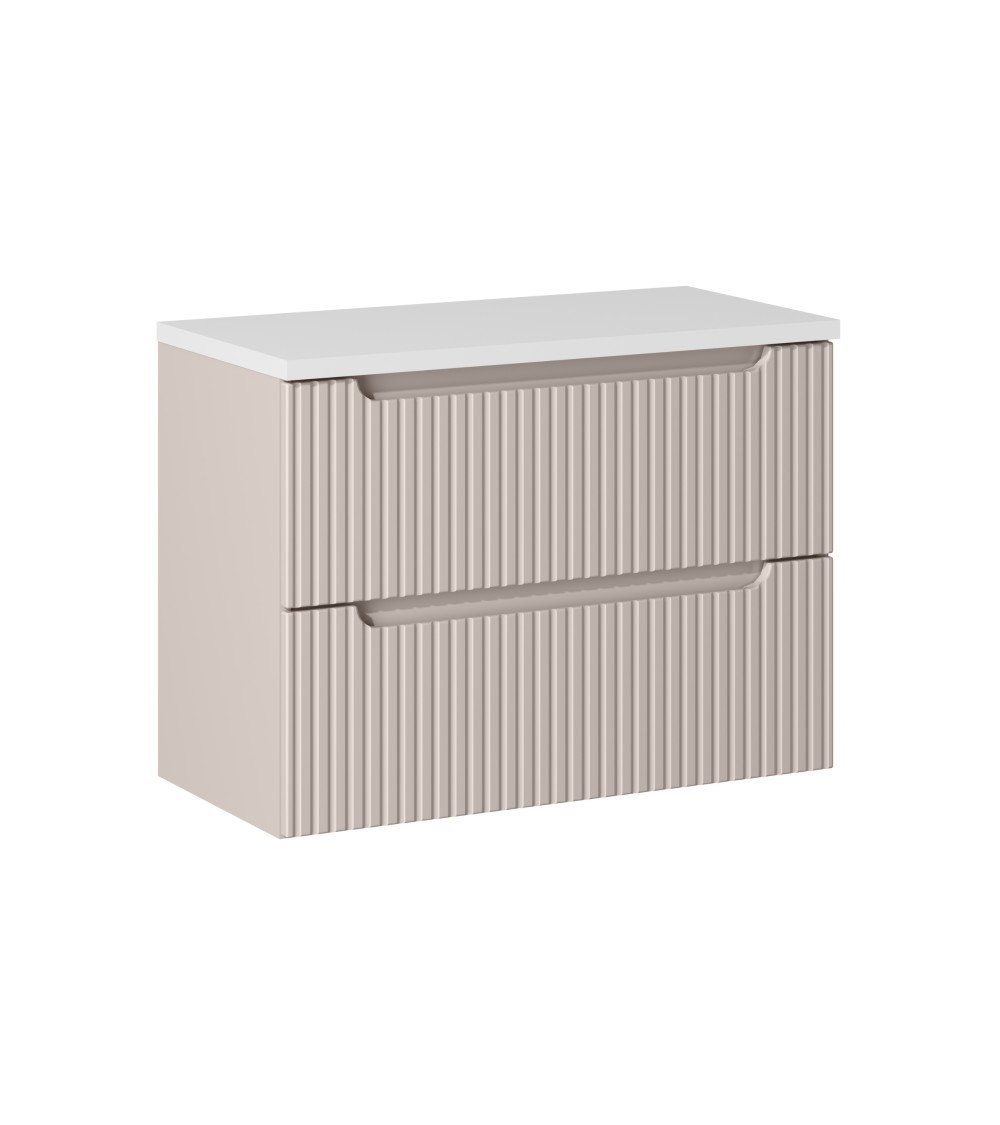 Ensemble meubles Alméa 2 tiroirs - Plan Blanc - Cachemire Mat