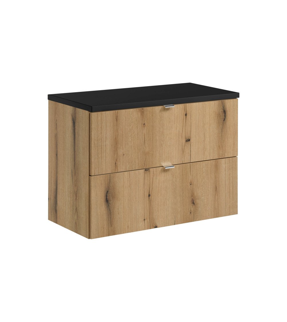 Ensemble meubles Alméa 2 tiroirs - Plan Noir Mat - Chêne Coast Evoke