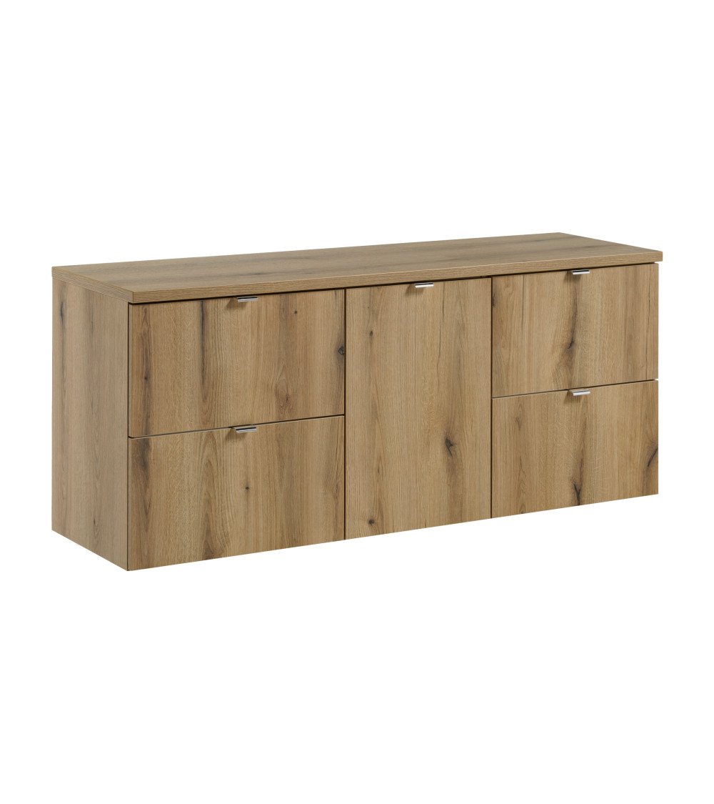Ensemble meubles Alméa avec plan 2 tiroirs - Chêne Coast Evoke - 140 cm