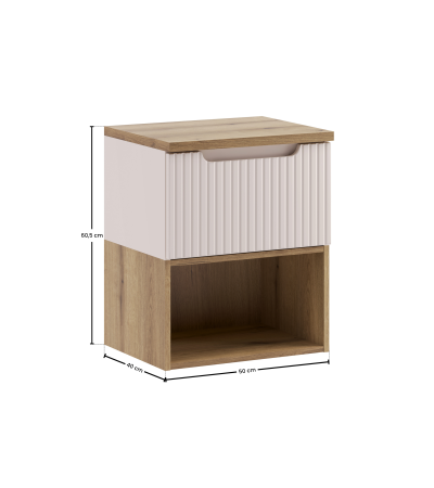 Ensemble meubles Alméa avec plan et étagère - Cachemire Mat - 1 tiroir