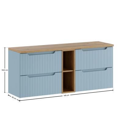 Ensemble meubles Alméa avec plan 2 tiroirs - Denim