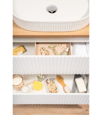 Ensemble meubles Alméa 2 tiroirs - Plan Chêne Coast Evoke - Blanc Mat