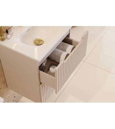 Ensemble meubles Alméa 2 tiroirs - Plan Blanc - Cachemire Mat