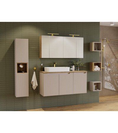 Ensemble meubles Alméa 2 portes - Plan Blanc - Cachemire Mat