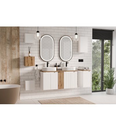 Ensemble meubles Alméa 2 portes - Plan Chêne Coast Evoke - Blanc