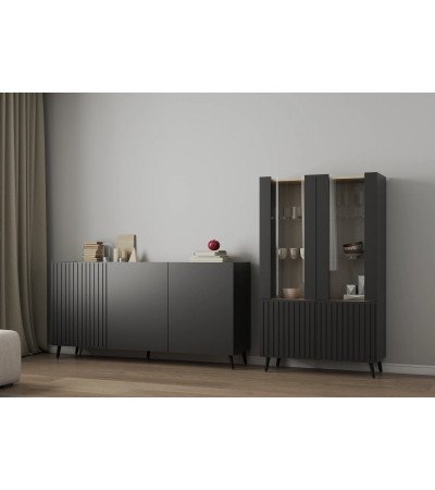 Vitrine 2D Loryane I noire 90 cm