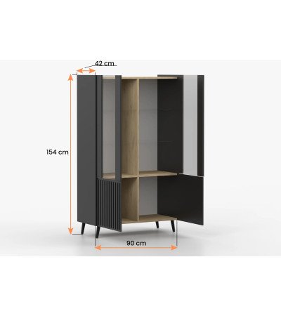 Vitrine 2D Loryane I noire 90 cm